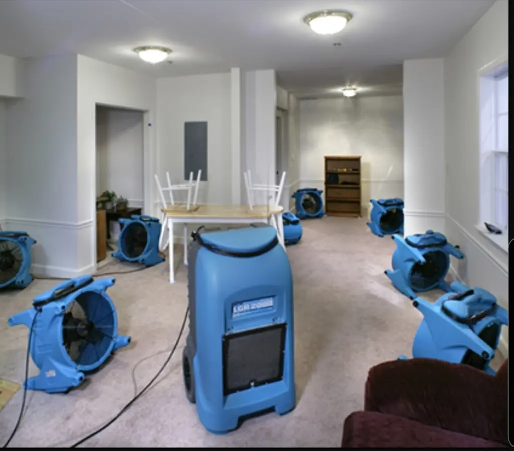 Air movers and dehumidifier setup for Water Damage Restoration in Rossmoor